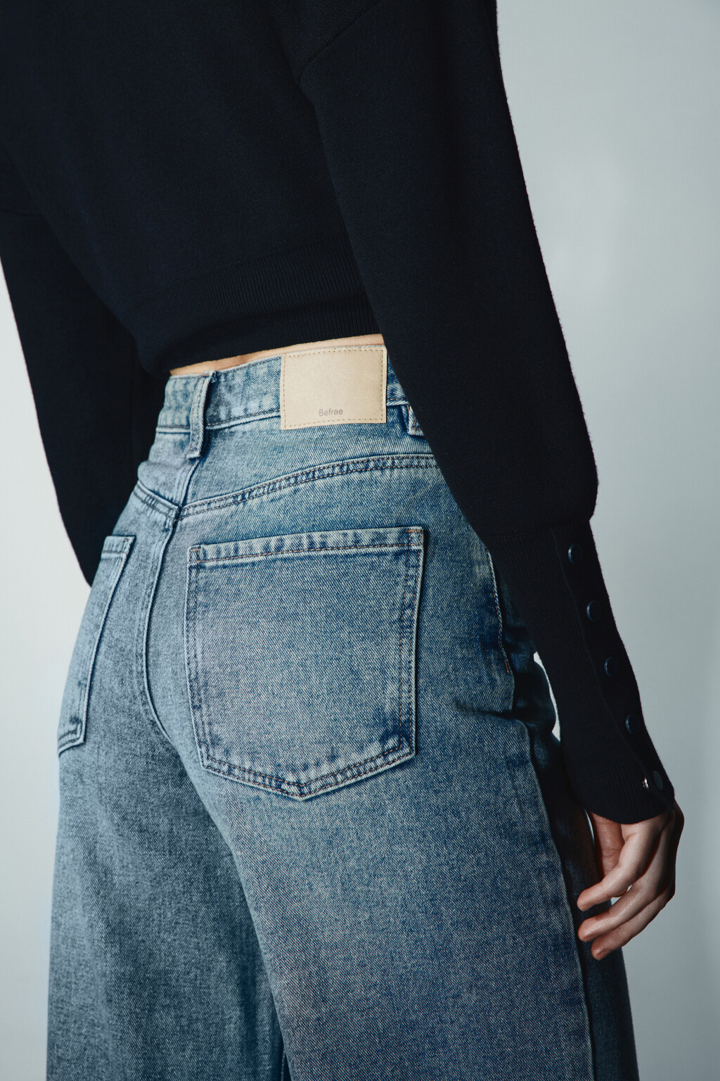 Джинсы широкие с высокой посадкой - цвет темный тинт - 6