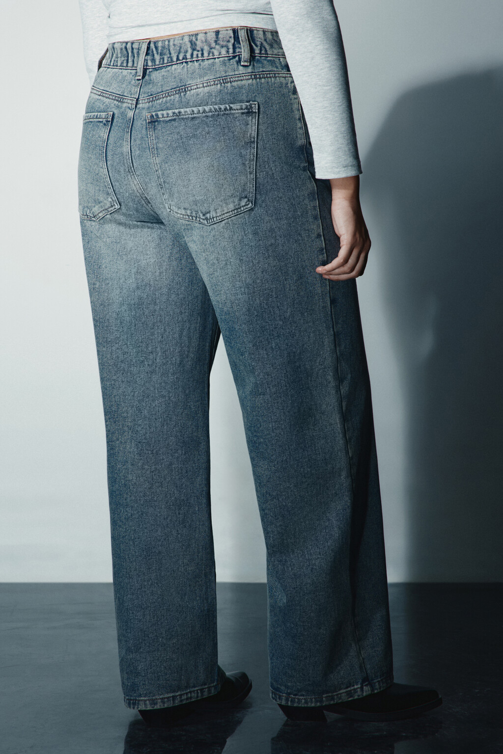 Джинсы широкие с высокой посадкой - цвет темный тинт - 3