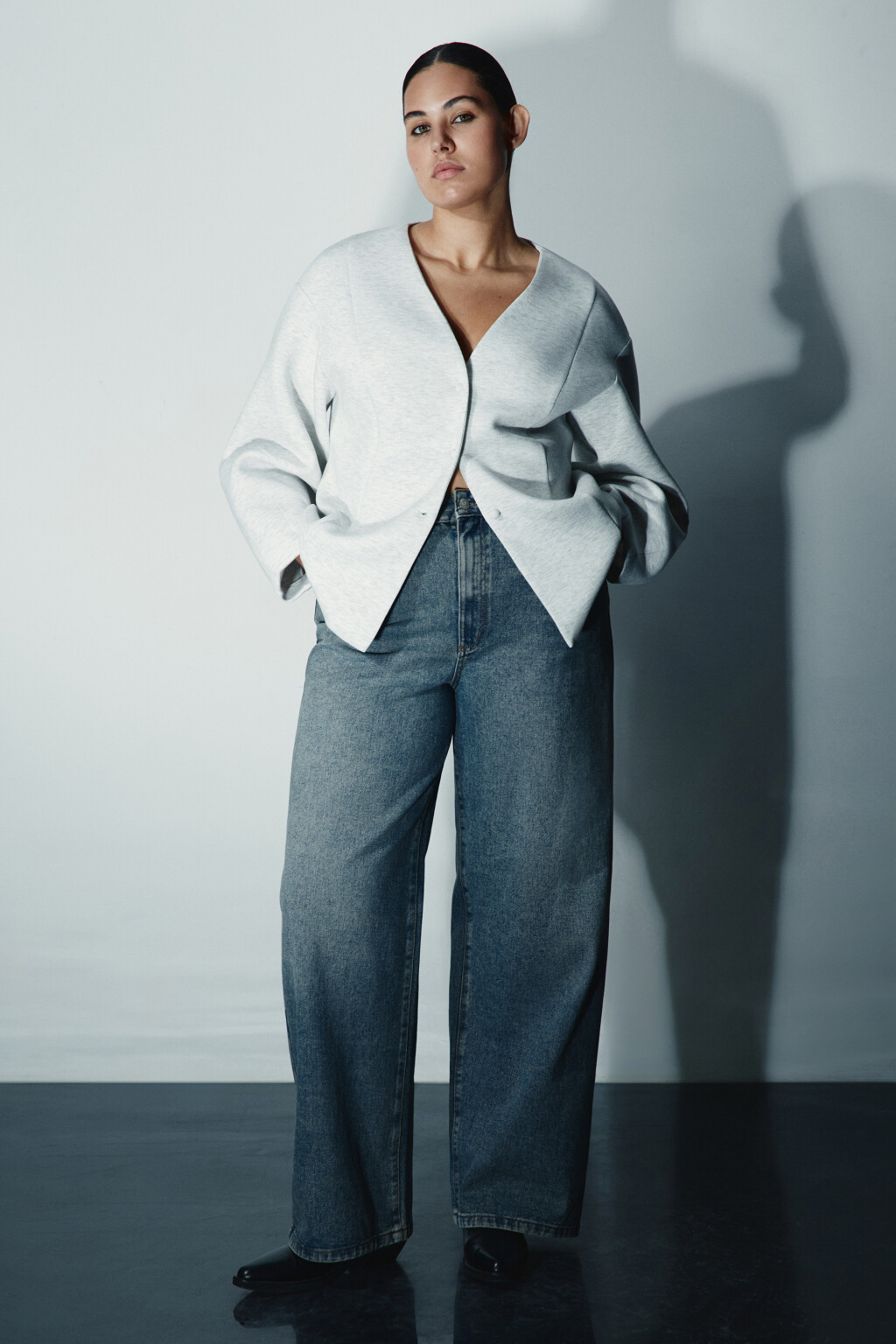 Джинсы широкие с высокой посадкой - цвет темный тинт - 4