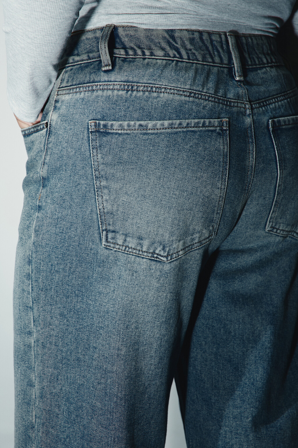 Джинсы широкие с высокой посадкой - цвет темный тинт - 6