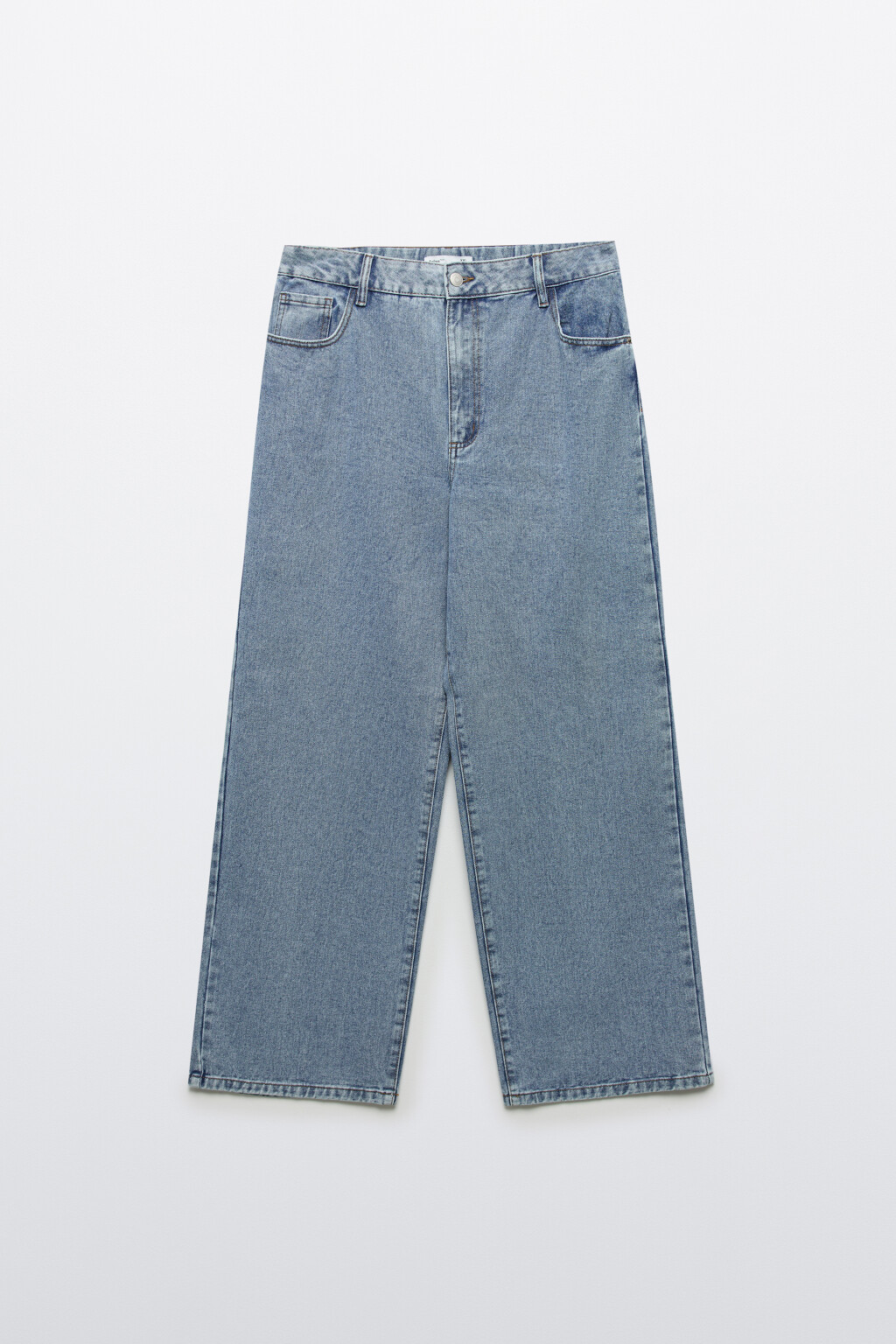 Джинсы широкие с высокой посадкой - цвет голубой - 1