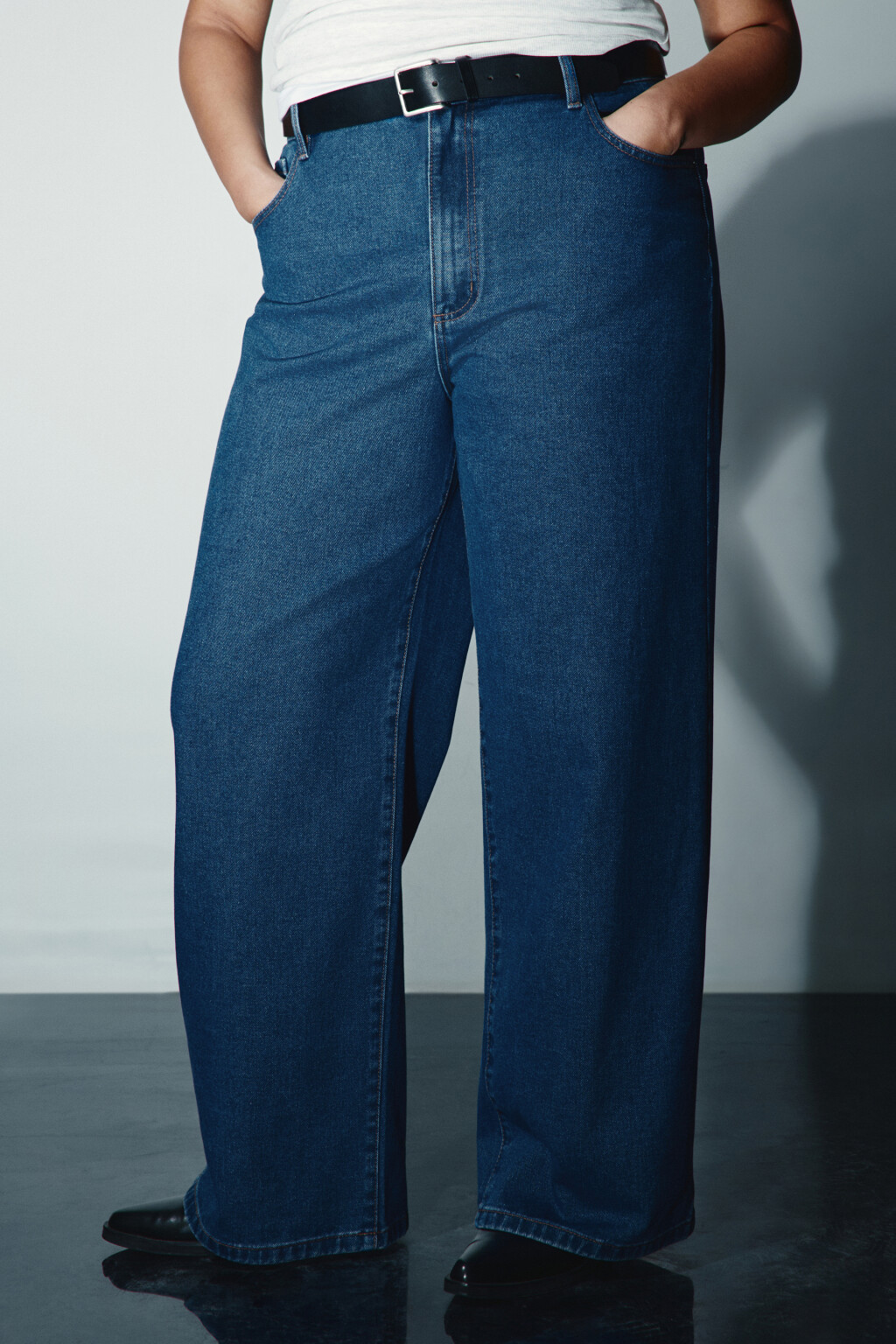 Джинсы широкие с высокой посадкой - цвет голубой - 2