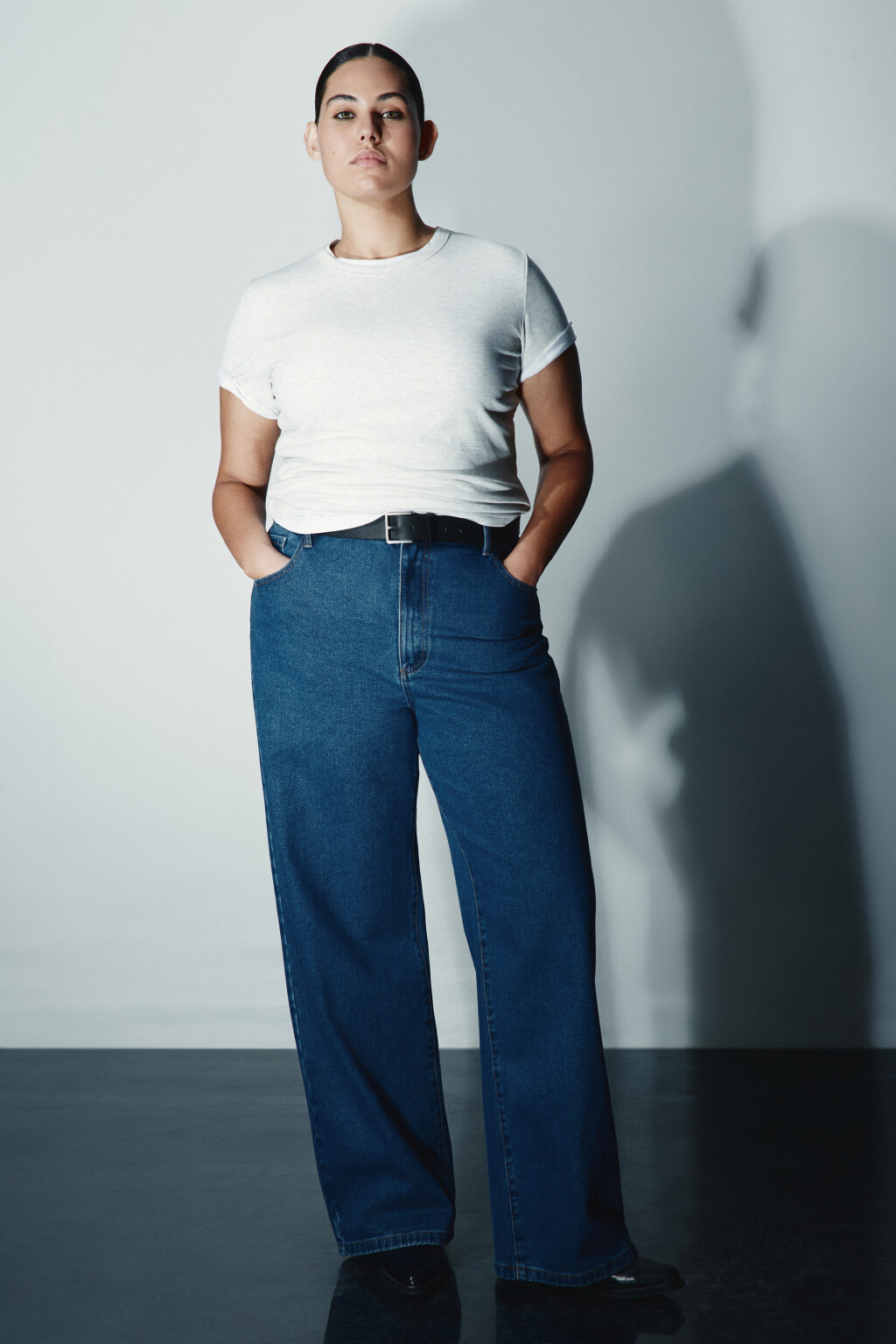 Джинсы широкие с высокой посадкой - цвет голубой - 5