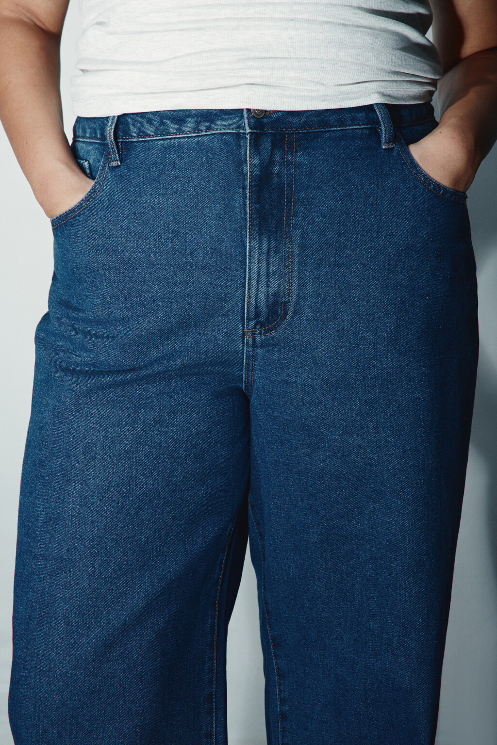 Джинсы широкие с высокой посадкой - цвет голубой - 6