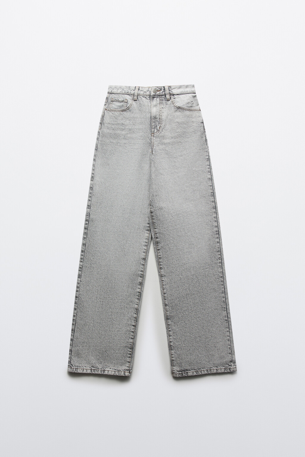 Джинсы широкие с высокой посадкой - цвет серый - 1