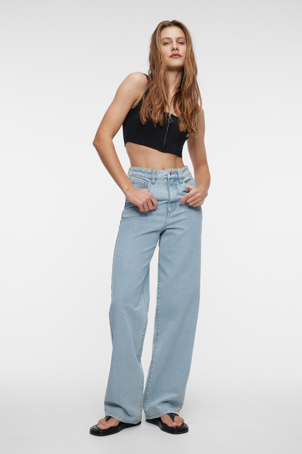 Джинсы WIDE широкие с высокой посадкой - цвет голубой - 4