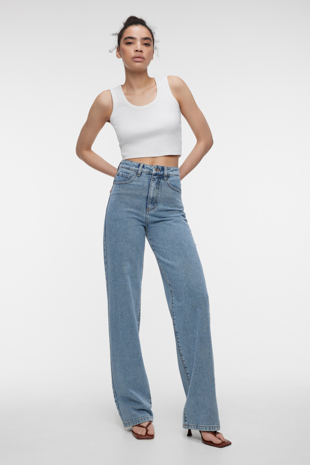Джинсы WIDE широкие с высокой посадкой - цвет голубой - 1
