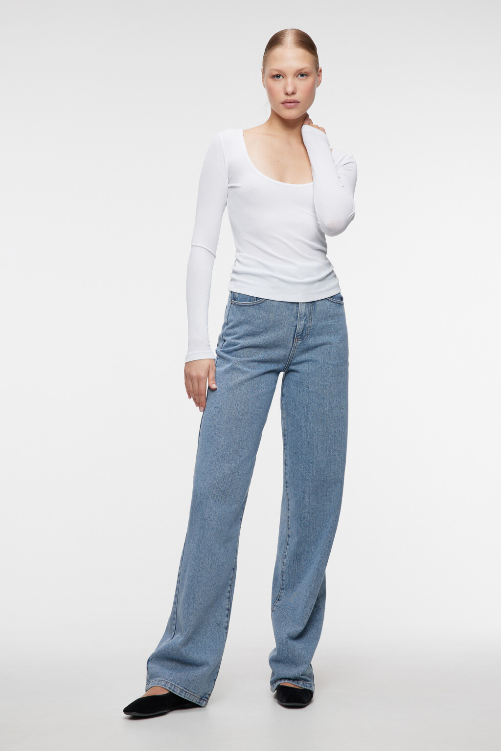 Джинсы WIDE широкие с высокой посадкой - цвет голубой - 5