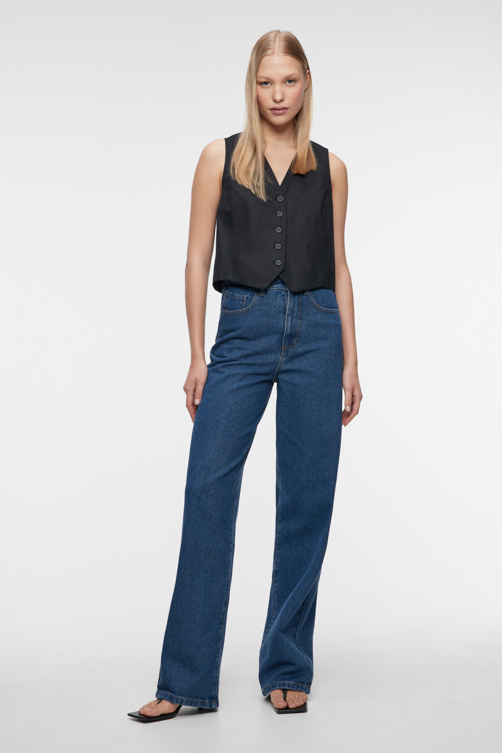 Джинсы WIDE широкие с высокой посадкой - цвет голубой - 5