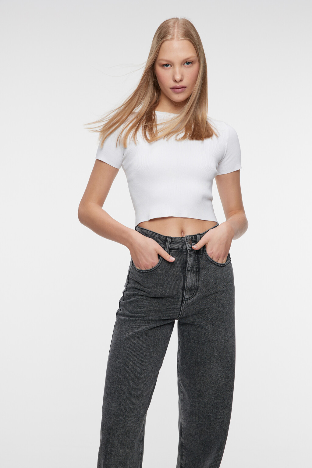 Джинсы WIDE широкие с высокой посадкой - цвет серый - 2