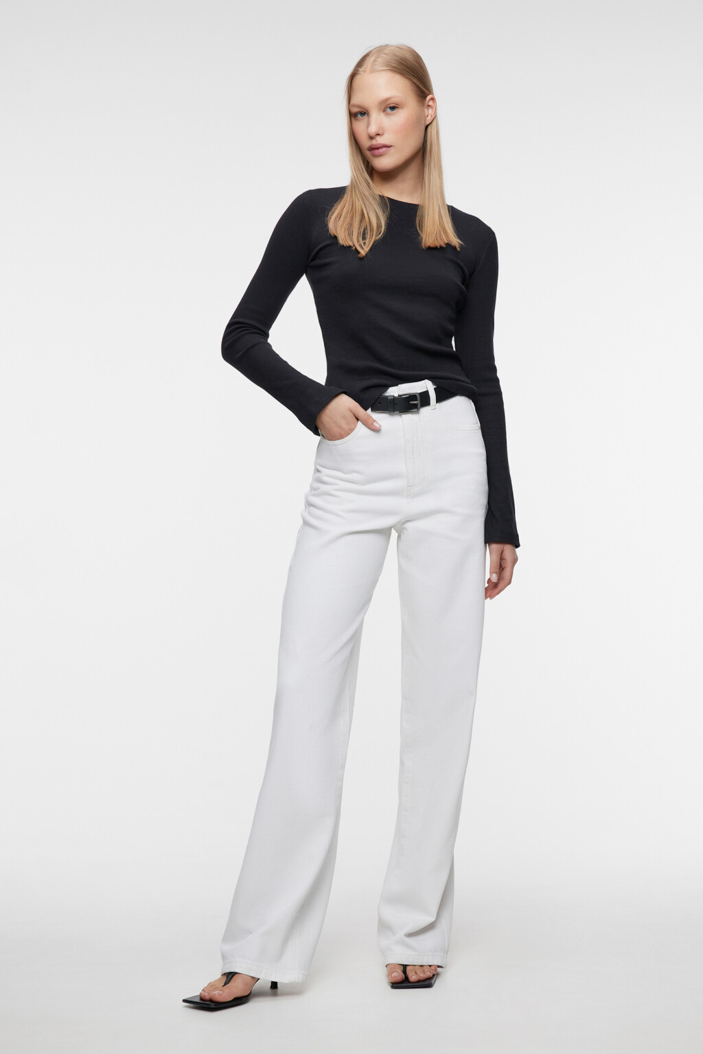 Джинсы WIDE широкие с высокой посадкой - цвет белый - 4