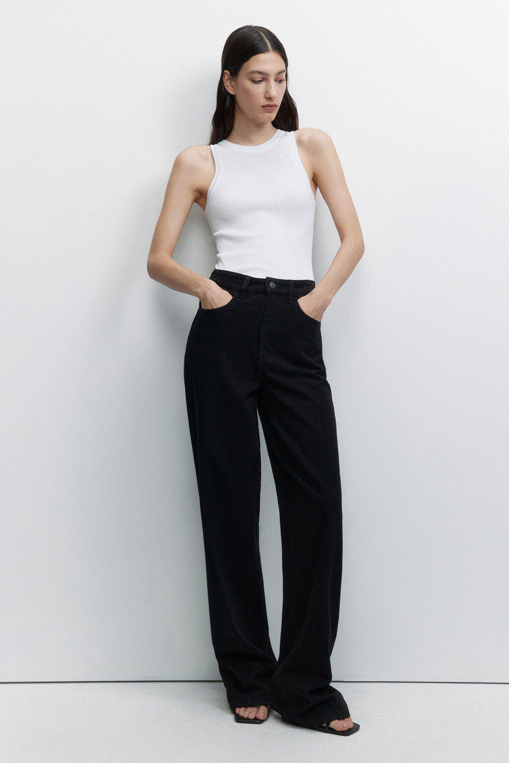 Джинсы WIDE широкие с высокой посадкой - цвет черный - 5