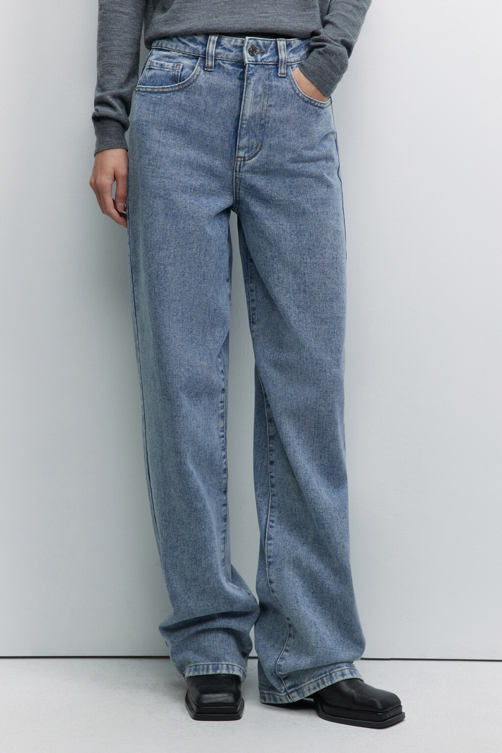 Джинсы WIDE широкие с высокой посадкой - цвет голубой - 3