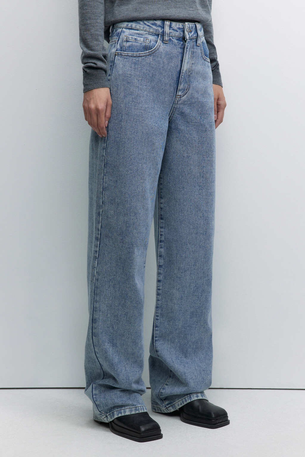 Джинсы WIDE широкие с высокой посадкой - цвет голубой - 4