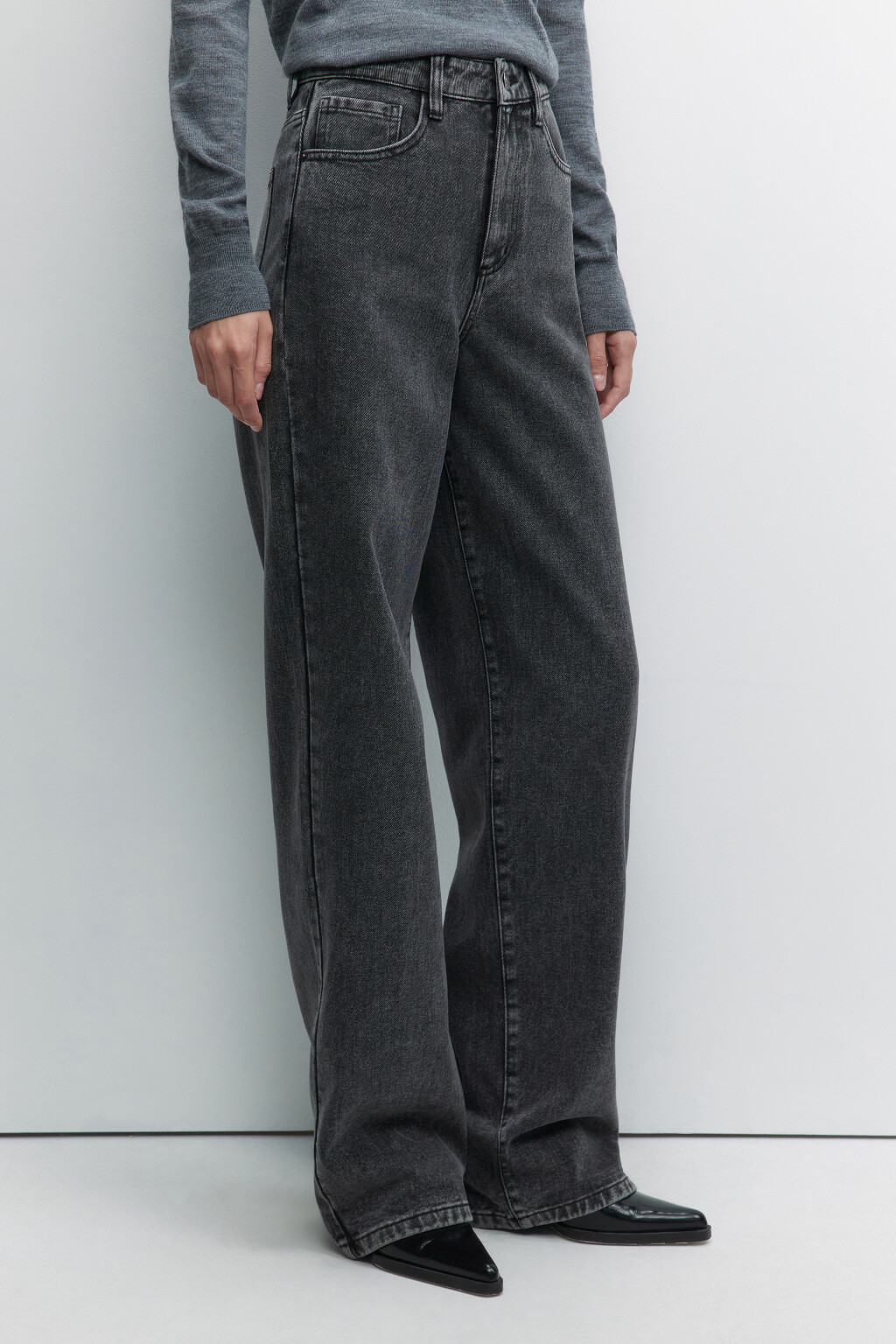 Джинсы WIDE широкие с высокой посадкой - цвет серый - 2