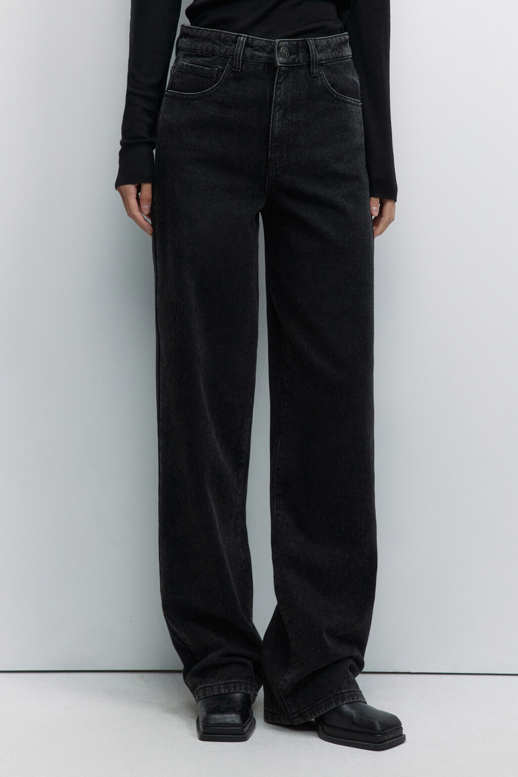 Джинсы WIDE широкие с высокой посадкой - цвет серый - 2