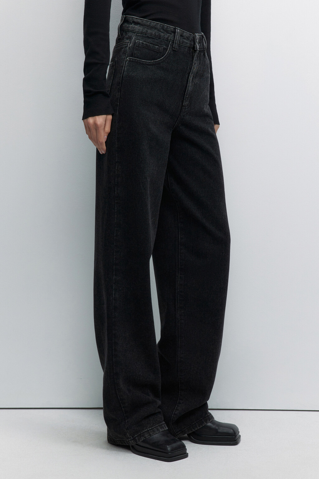 Джинсы WIDE широкие с высокой посадкой - цвет серый - 3
