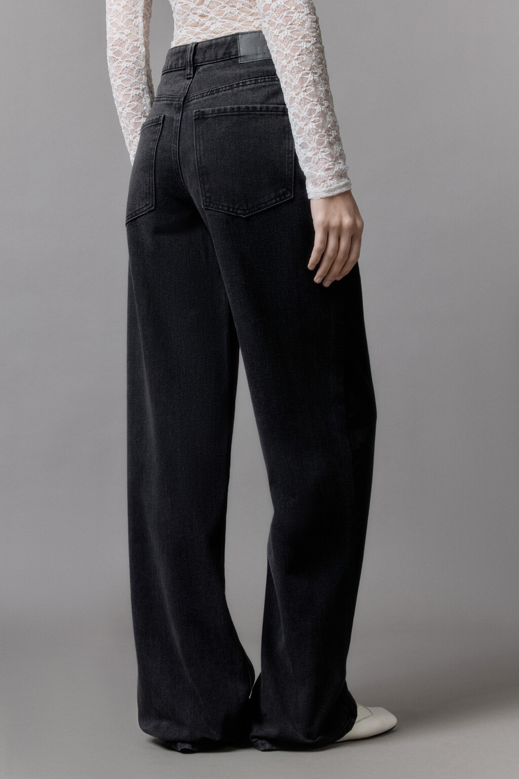 Джинсы широкие с высокой посадкой - цвет серый - 4