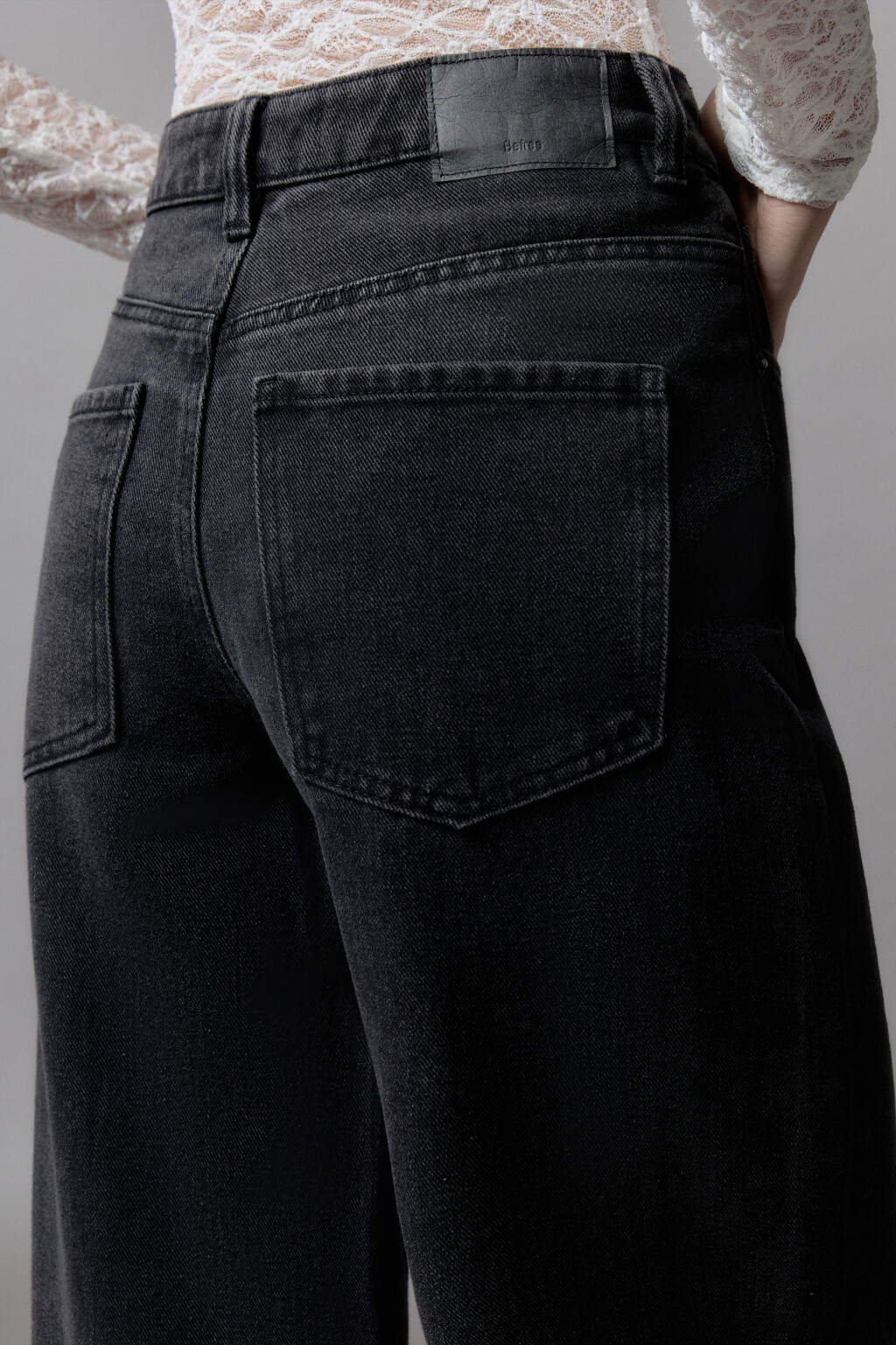 Джинсы широкие с высокой посадкой - цвет серый - 6