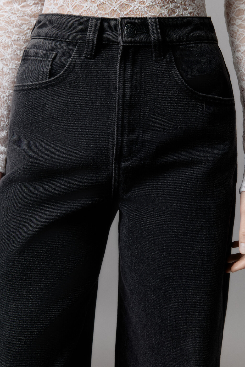 Джинсы широкие с высокой посадкой - цвет серый - 7