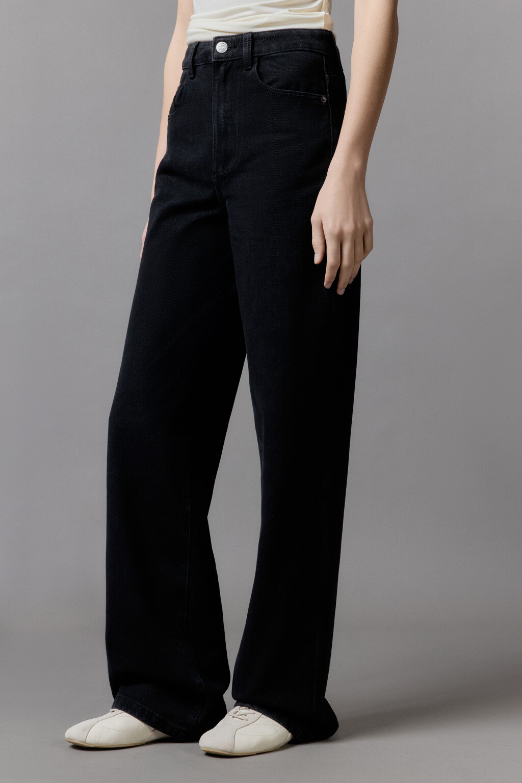 Джинсы широкие с высокой посадкой - цвет черный - 3