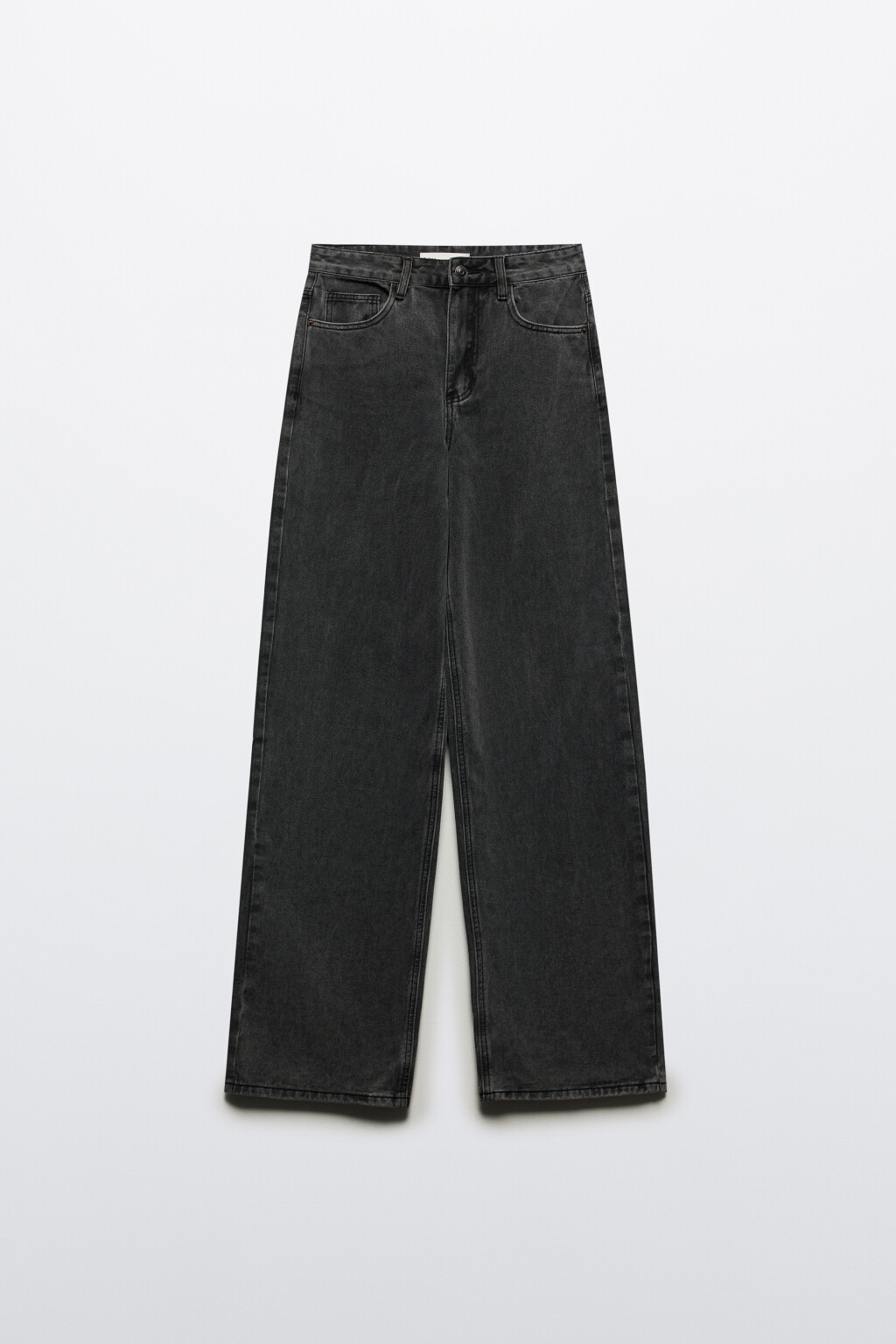 Джинсы широкие с высокой посадкой - цвет серый - 1