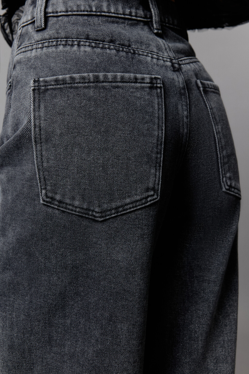 Джинсы широкие с высокой посадкой - цвет серый - 8