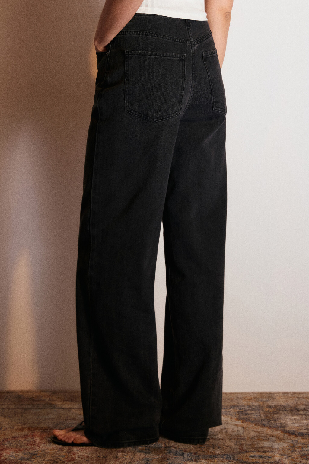 Джинсы широкие с высокой посадкой - цвет серый - 3