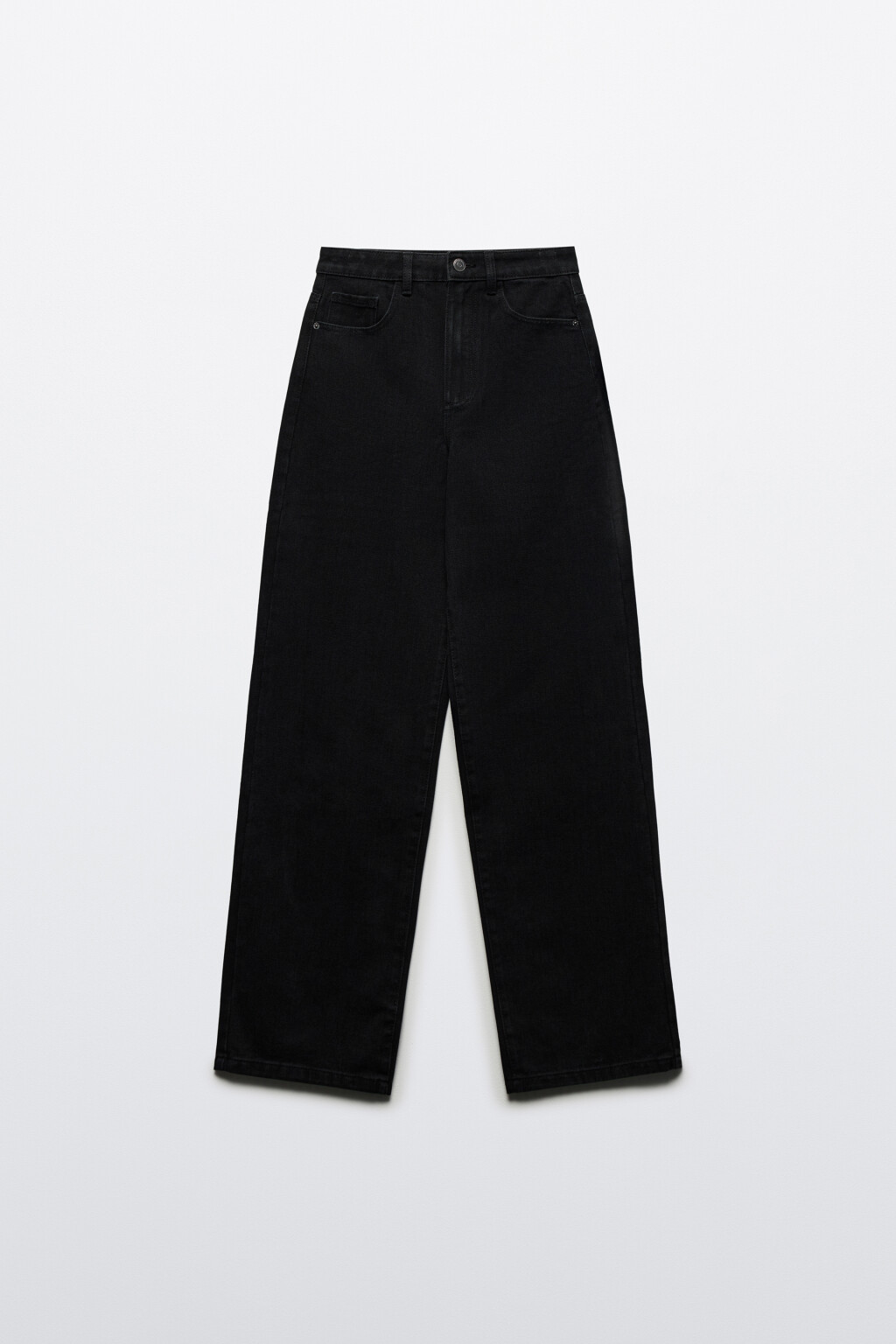 Джинсы широкие с высокой посадкой - цвет черный - 1