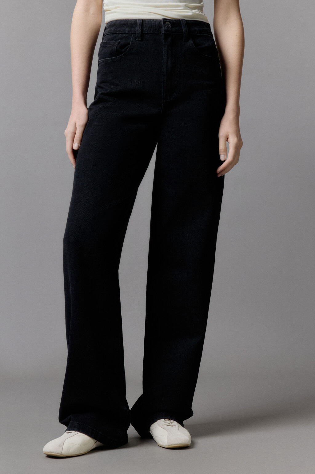 Джинсы широкие с высокой посадкой - цвет черный - 3