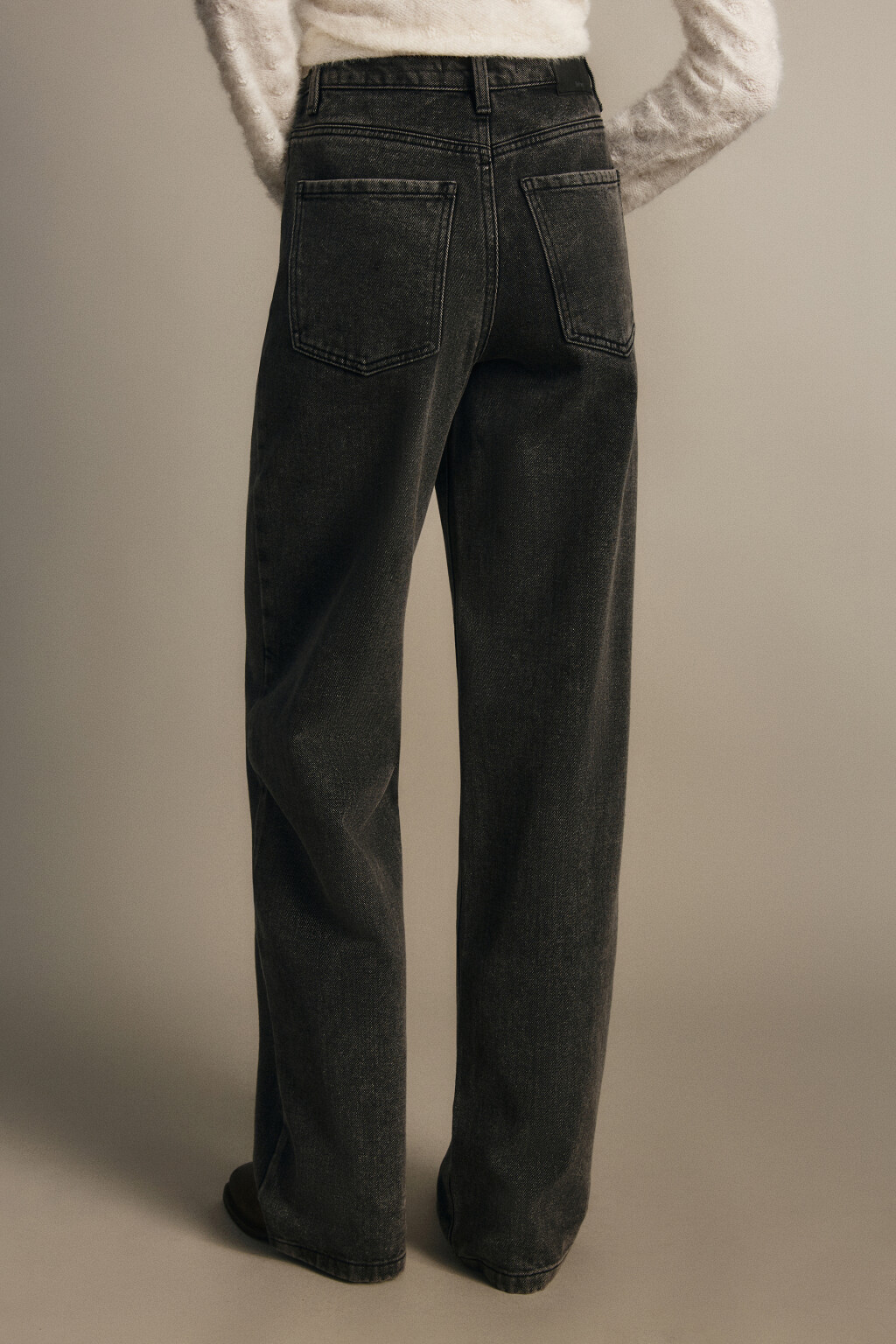 Джинсы широкие с высокой посадкой - цвет серый - 3