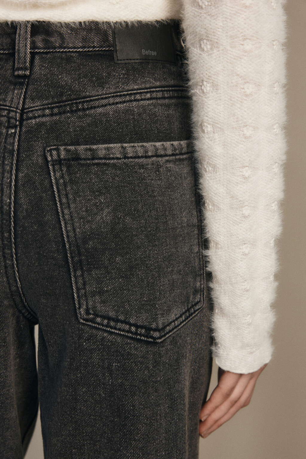 Джинсы широкие с высокой посадкой - цвет серый - 6