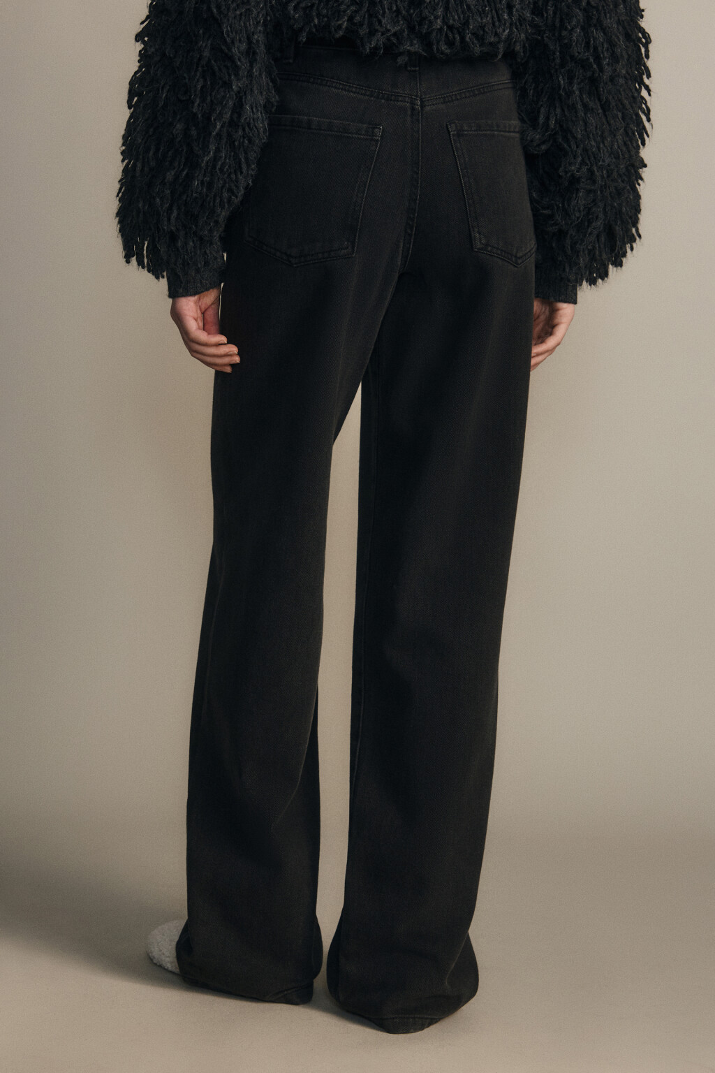 Джинсы широкие с высокой посадкой - цвет серый - 3