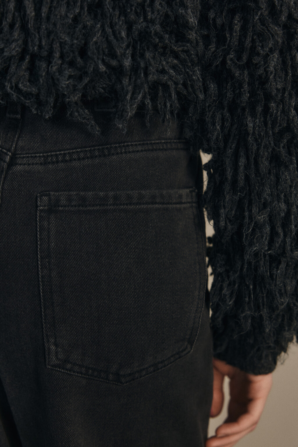 Джинсы широкие с высокой посадкой - цвет серый - 6