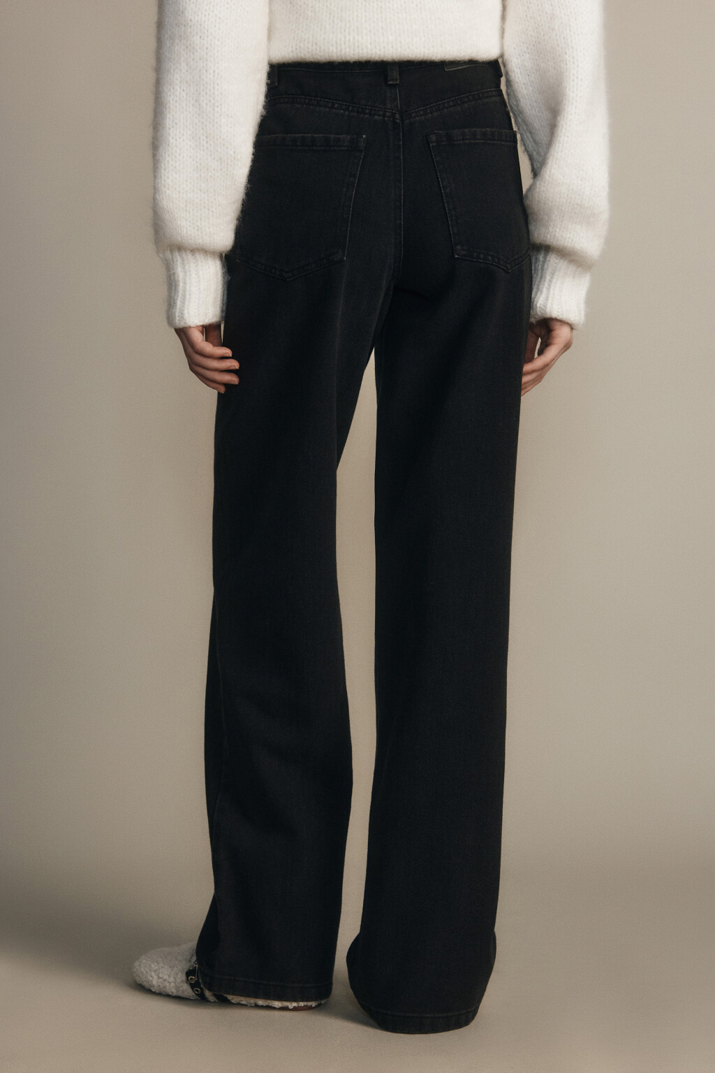 Джинсы широкие с высокой посадкой - цвет черный - 3