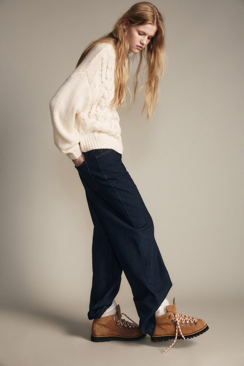 Джинсы широкие с высокой посадкой - цвет синий - 2