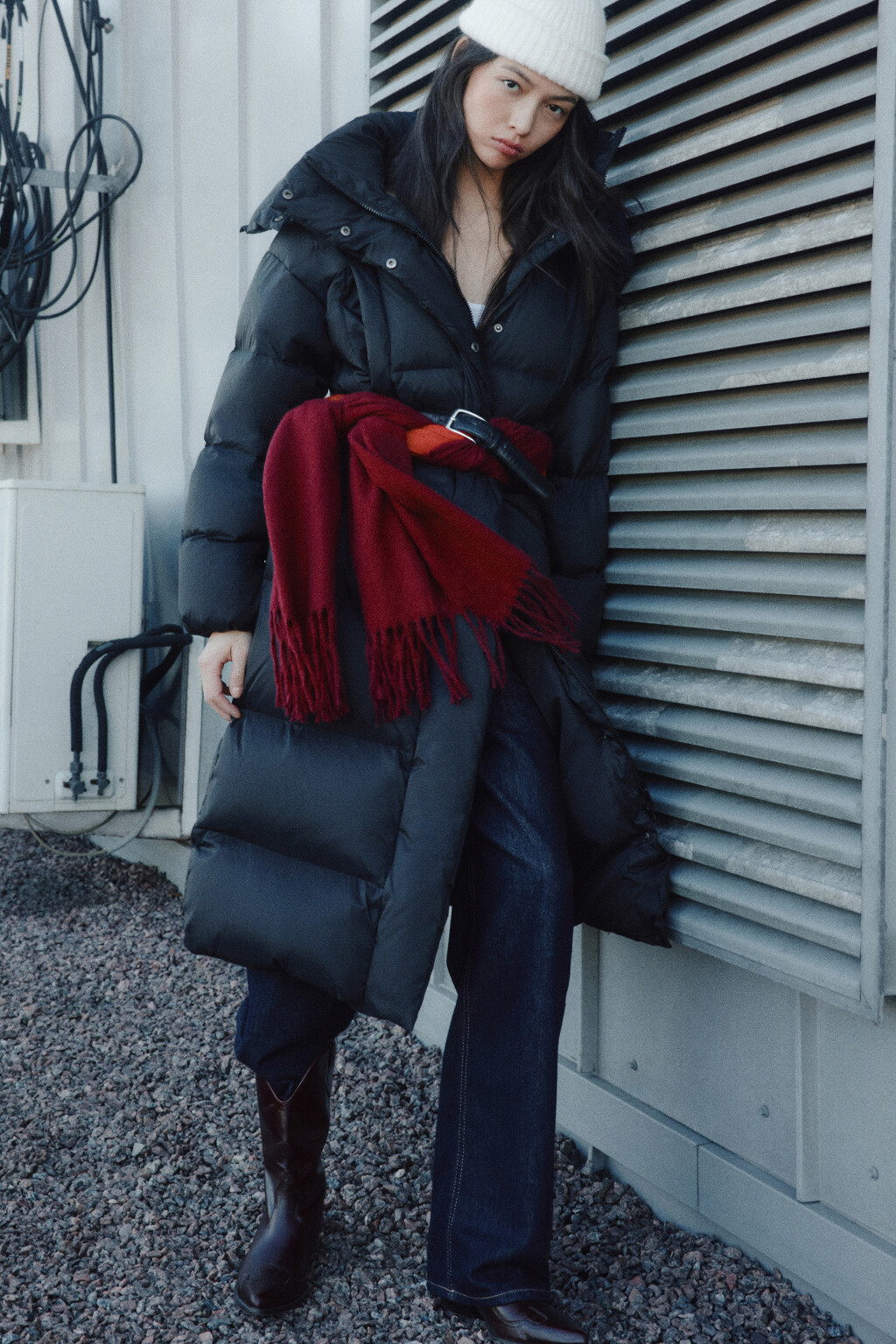 Джинсы широкие с высокой посадкой - цвет синий - 1