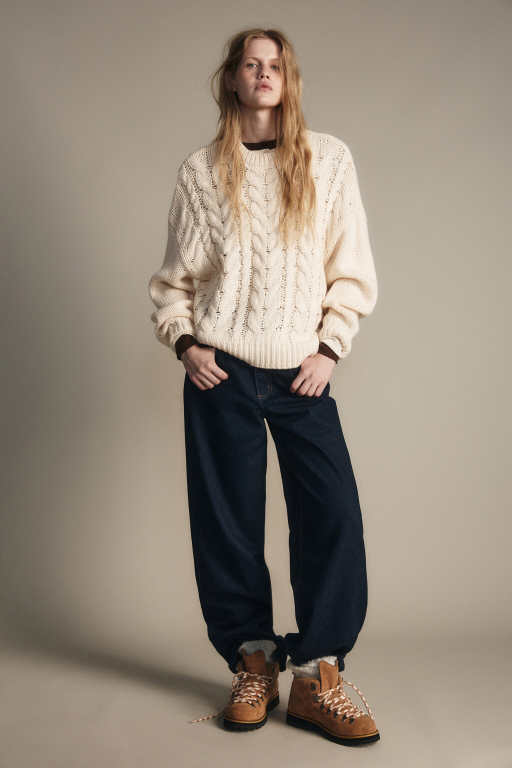 Джинсы широкие с высокой посадкой - цвет синий - 5