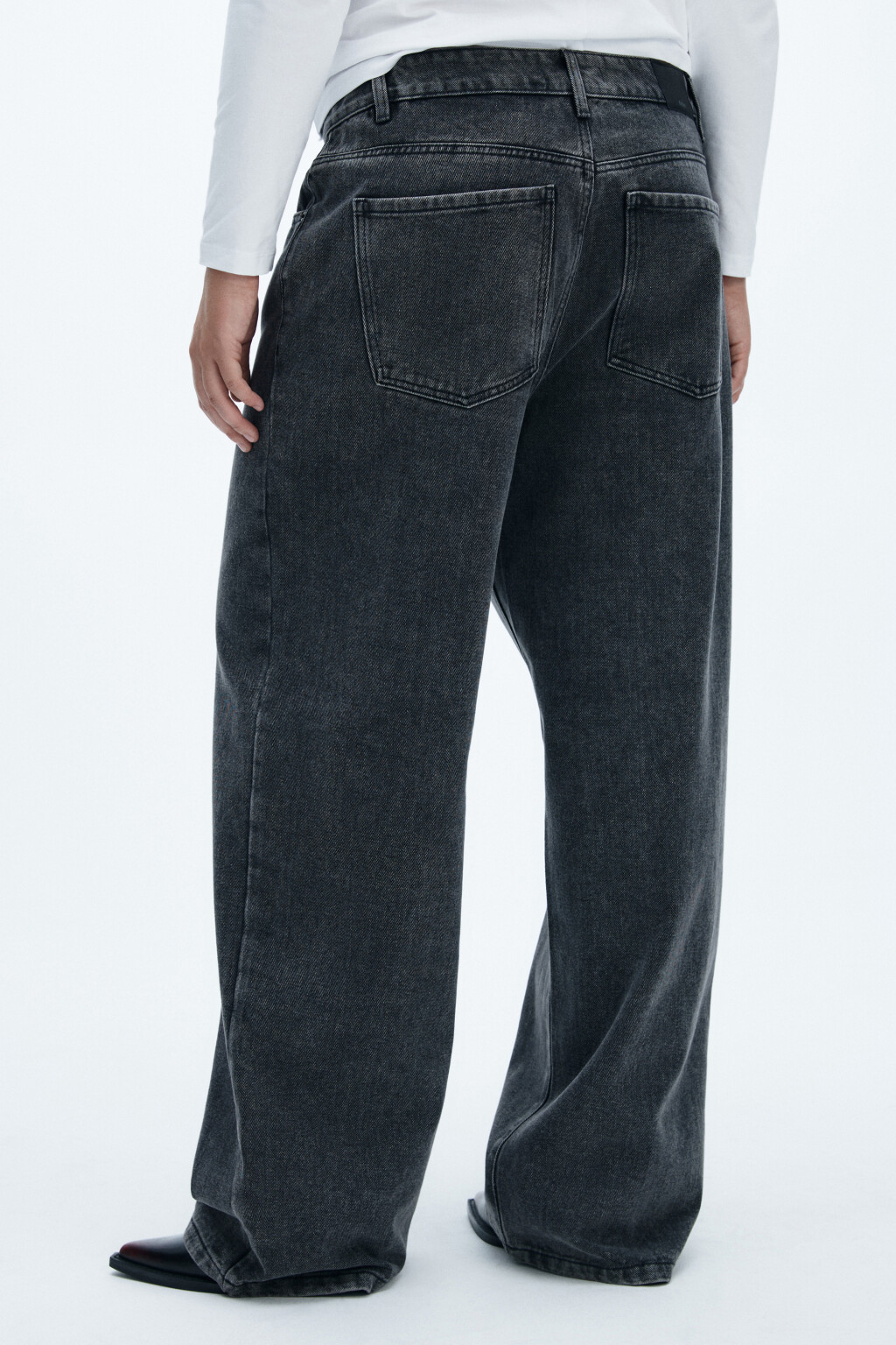 Джинсы широкие с высокой посадкой - цвет серый - 4