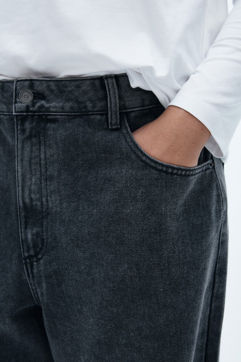 Джинсы широкие с высокой посадкой - цвет серый - 7