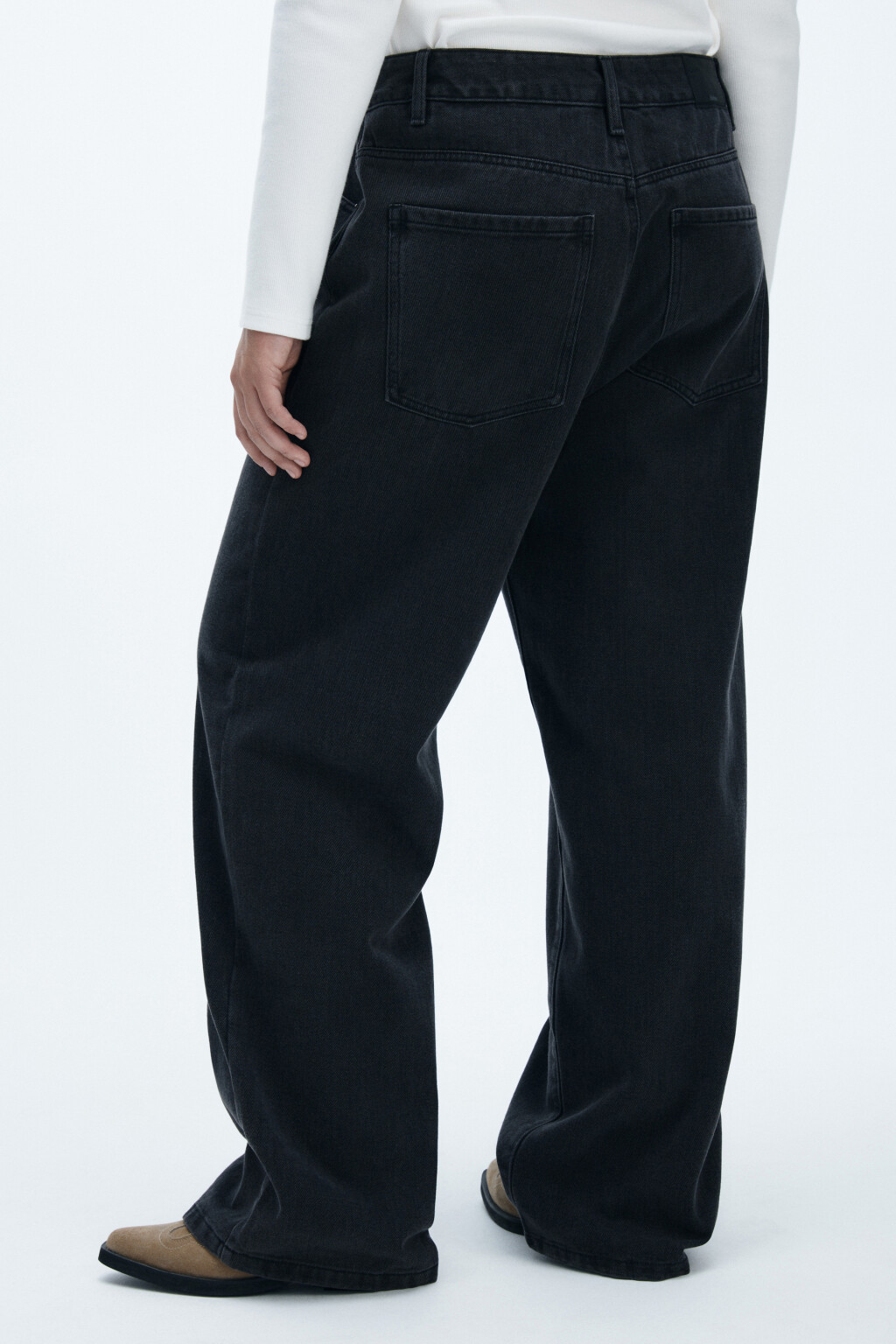 Джинсы широкие с высокой посадкой - цвет серый - 3