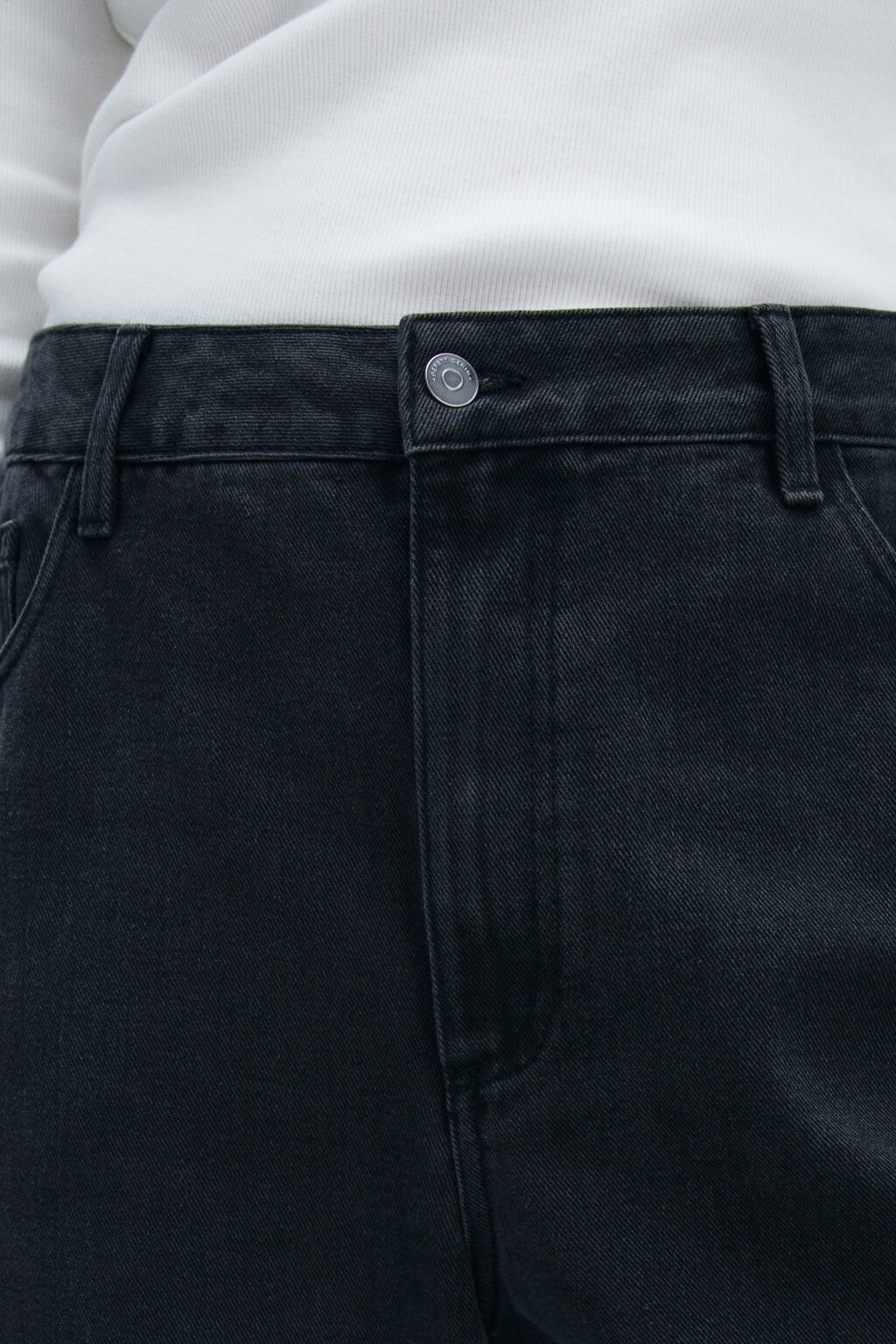 Джинсы широкие с высокой посадкой - цвет серый - 5