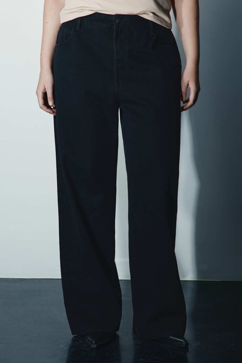 Джинсы широкие с высокой посадкой - цвет черный - 2