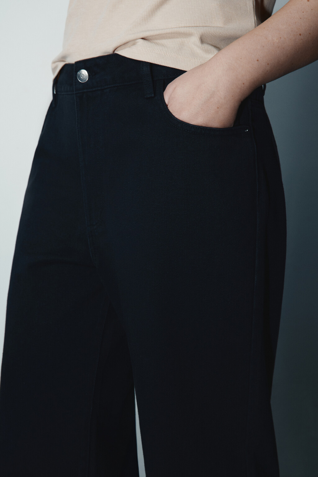 Джинсы широкие с высокой посадкой - цвет черный - 5