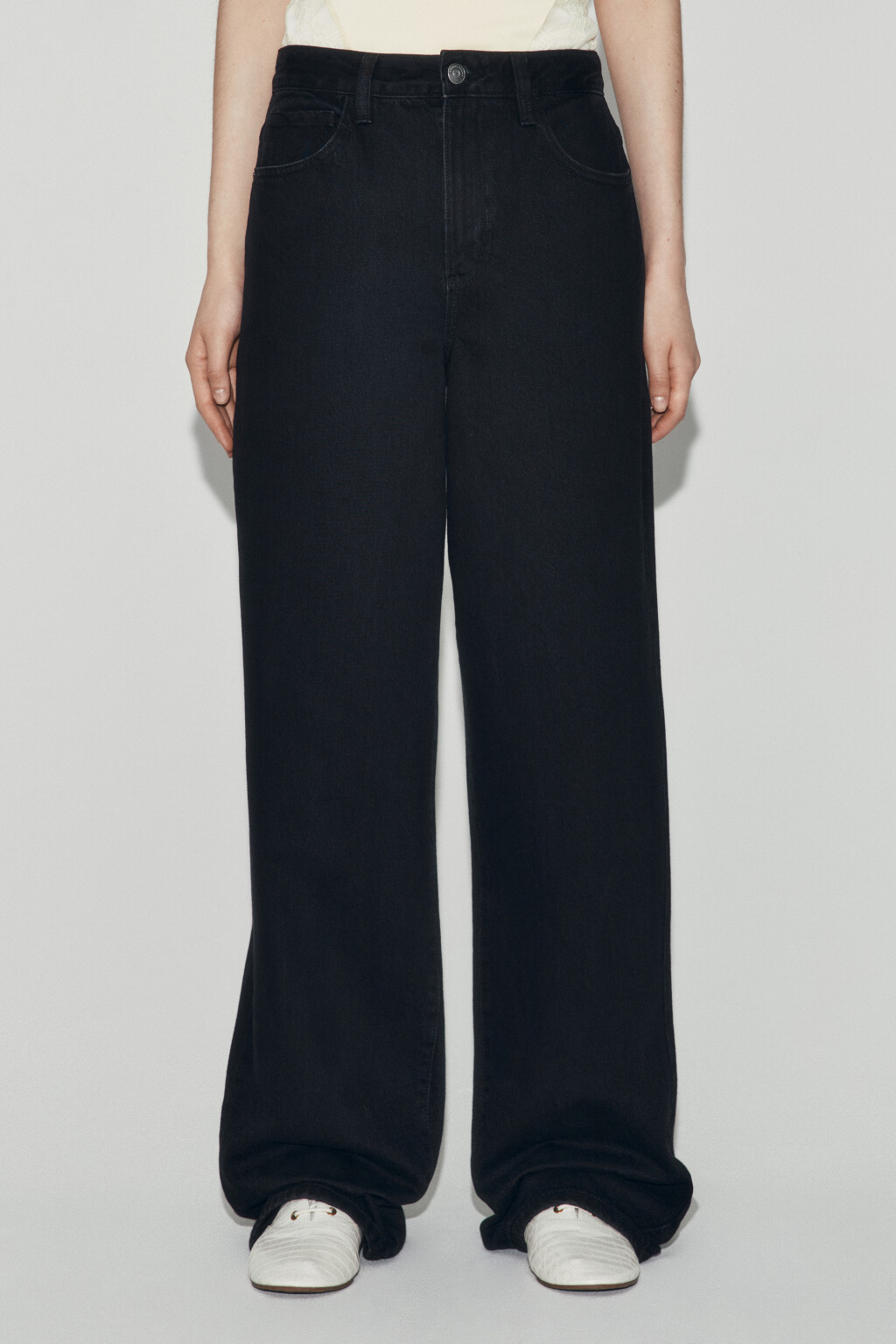 Джинсы широкие с высокой посадкой - цвет черный - 2
