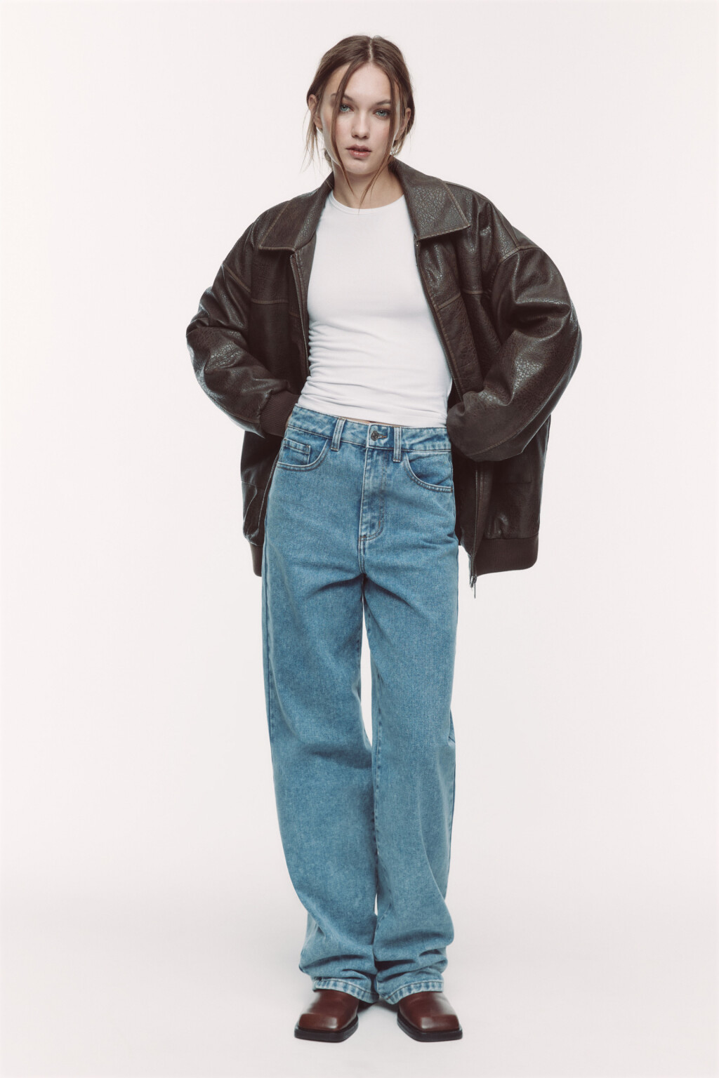 Джинсы WIDE широкие с высокой посадкой - цвет голубой - 1