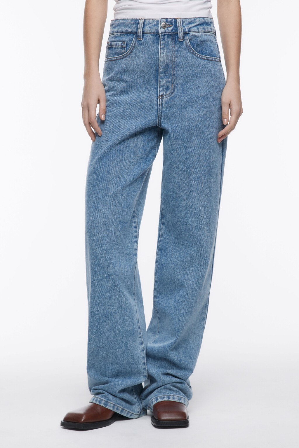 Джинсы WIDE широкие с высокой посадкой - цвет голубой - 2