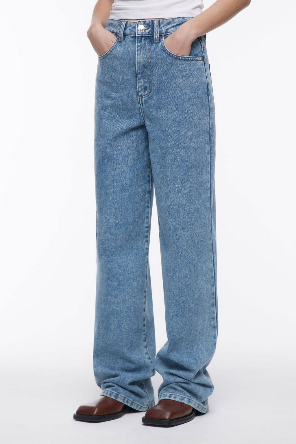 Джинсы WIDE широкие с высокой посадкой - цвет голубой - 3