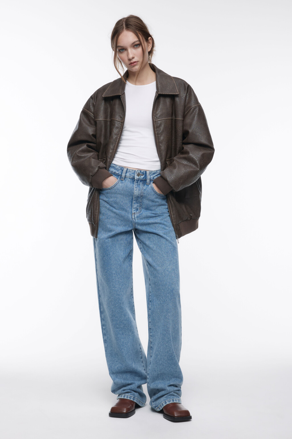 Джинсы WIDE широкие с высокой посадкой - цвет голубой - 5