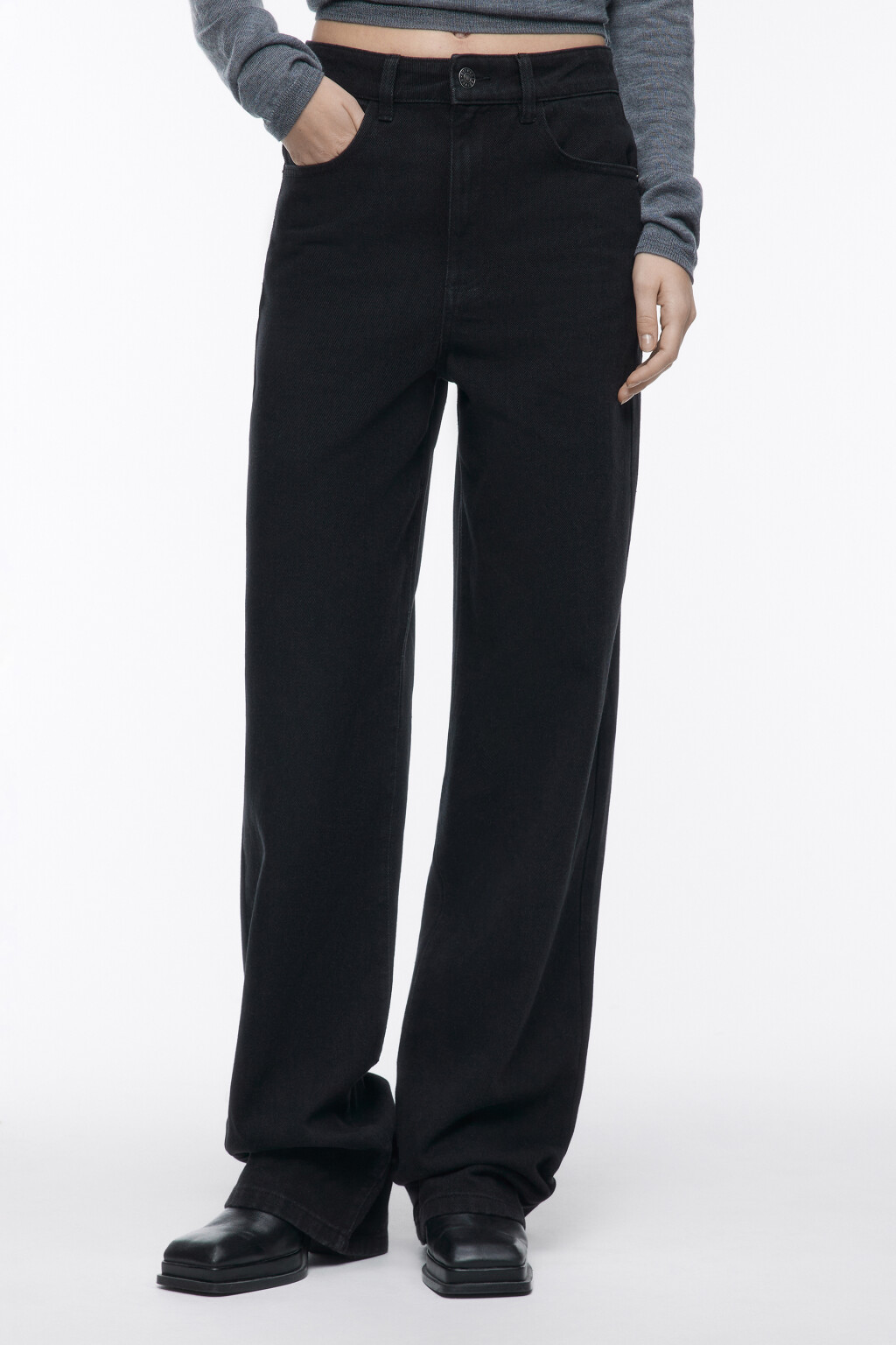 Джинсы WIDE широкие с высокой посадкой - цвет черный - 2